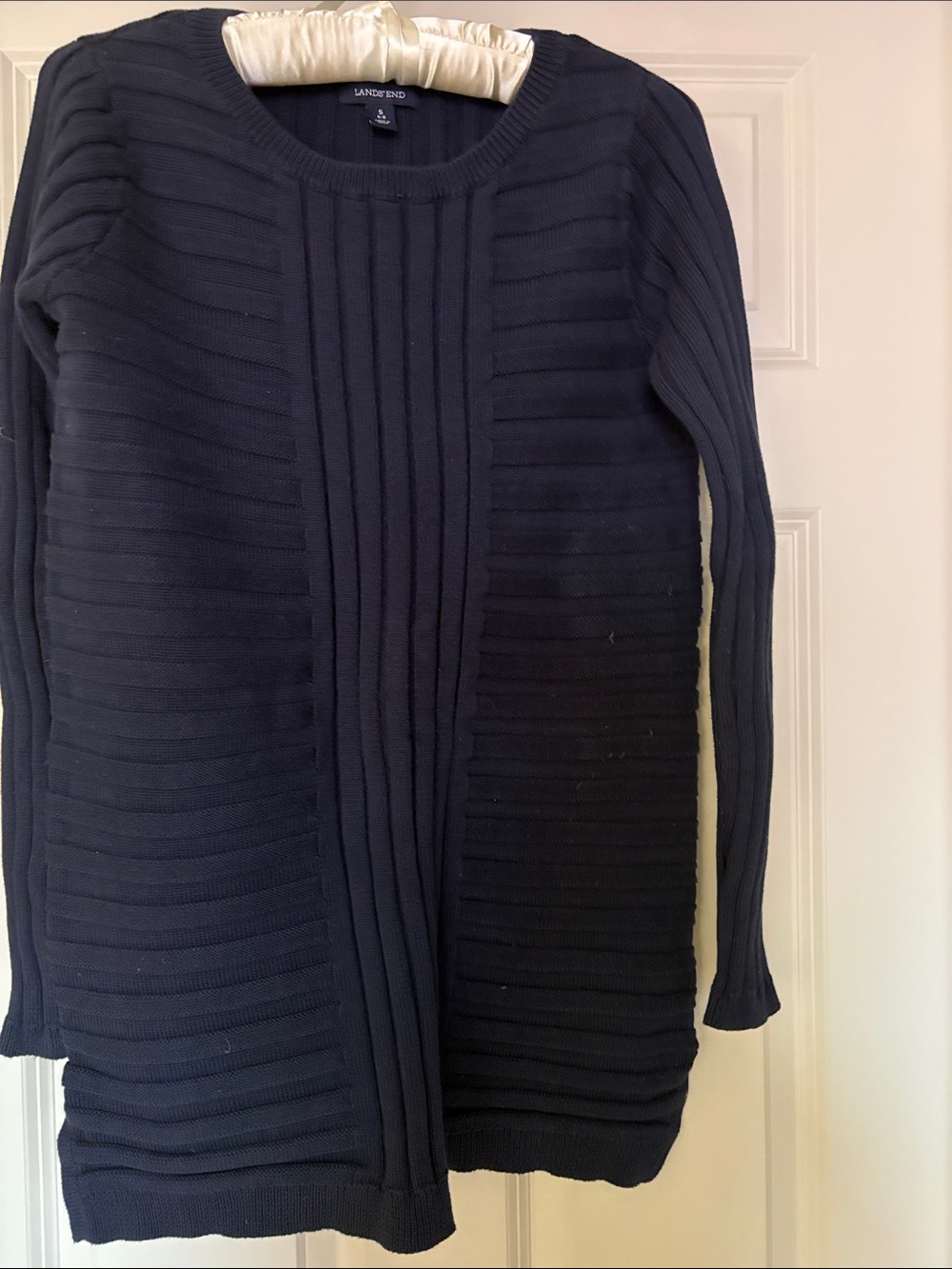 Lands' End Navy Textured Rib Knit Sweater